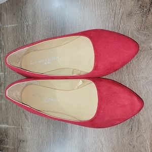 Charles Albert woman's red suede flat slip-ons size 9